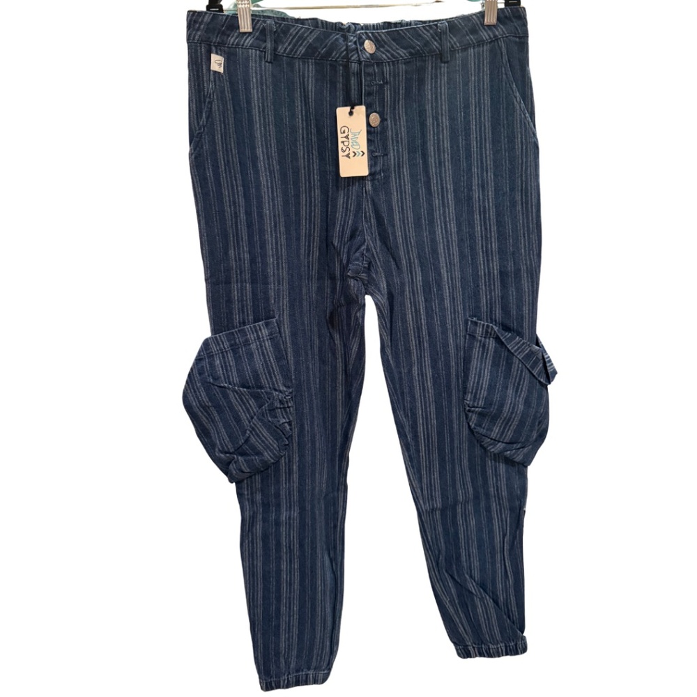 NWT Jaded Gypsy Cargo Pinstriped Jeans